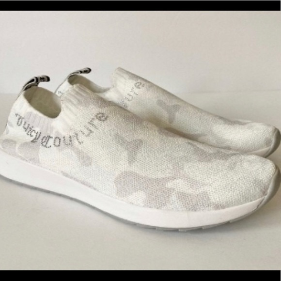 RARE Worn once Juicy Couture Avarie White & Gray Camouflage Sneakers Slip on - Picture 5 of 7